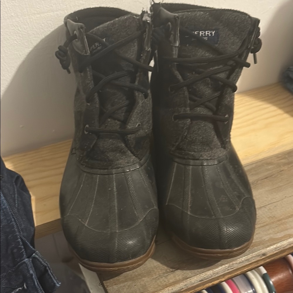 Sperry Black Winter Rain Boots Duck Style